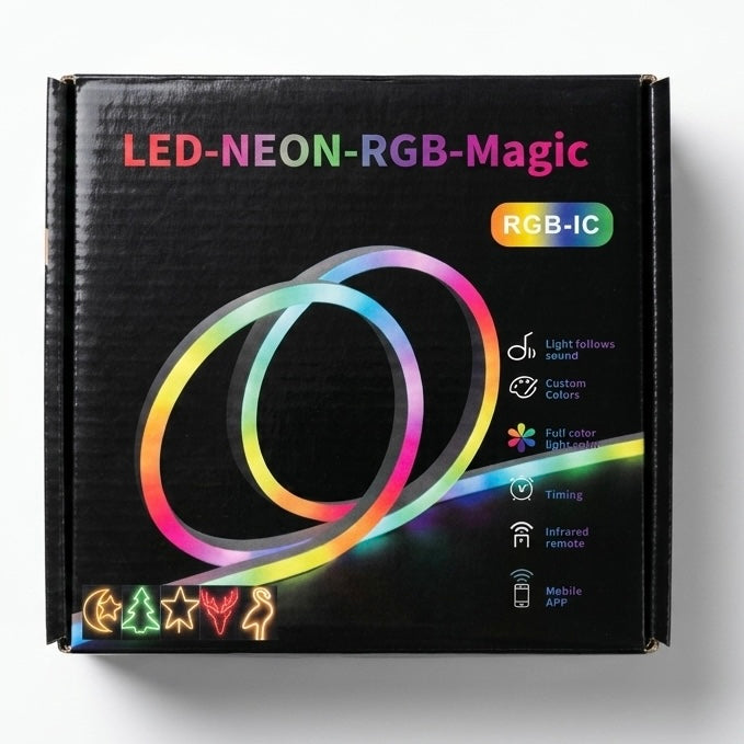 LED Neon RGB-Magic Smart Strip Light – RGB-IC Flexible Neon Rope Light with Mobile App, Music Sync & Remote Control
