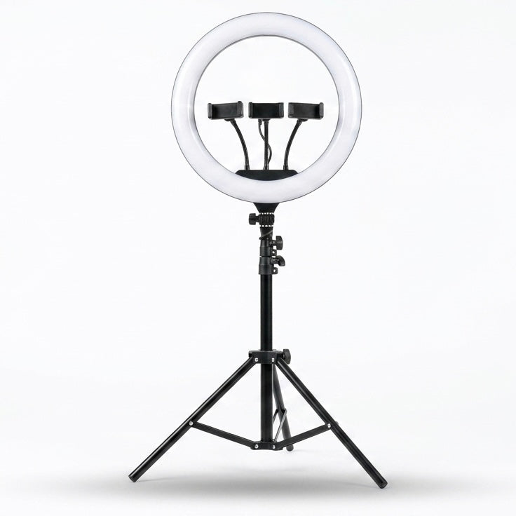 PK-460 LED Soft Ring Light With Tripod Stand, 3 Phone Holders & Remote Control (Complete Studio Setup)