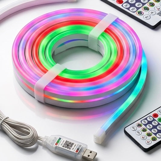 LED Neon RGB-Magic Smart Strip Light – RGB-IC Flexible Neon Rope Light with Mobile App, Music Sync & Remote Control