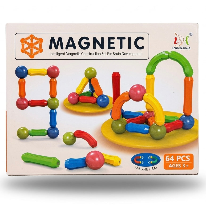 Premium 25-36-64 PCS Magnetic Building Blocks Set – Intelligent Construction Toy for Kids Brain Development (Ages 3+)