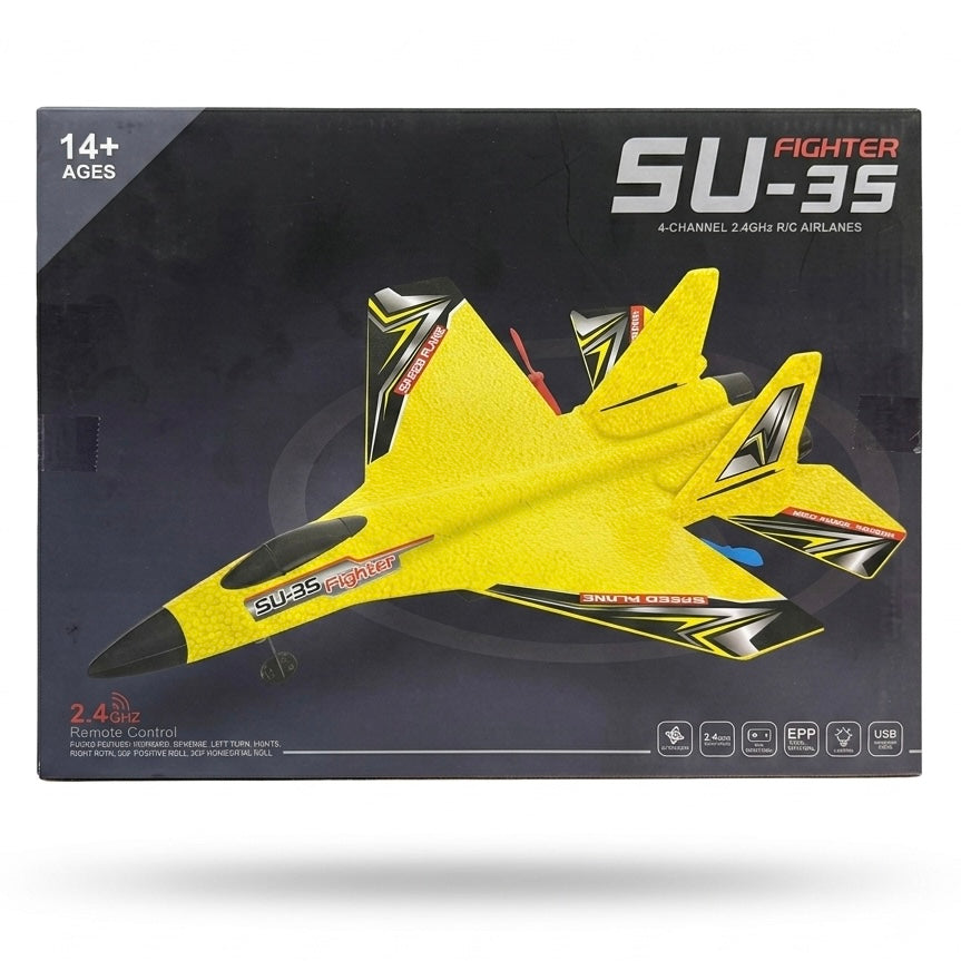 SU-35 Fighter Remote Control Airplane – 4-Channel 2.4GHz RC Jet, Durable EPP Foam Aircraft with Gyroscope & LED Lights for Kids & Adults