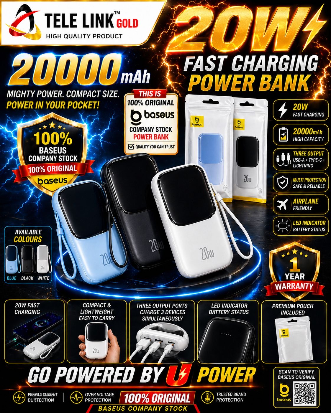 iphone Next-Gen 20,000mAh Pocket Power Bank: Fast, Sleek, and Powerful