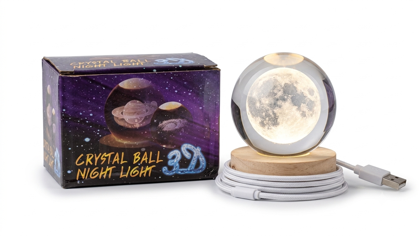 Cosmic 3D Moon Crystal Ball LED Night Light