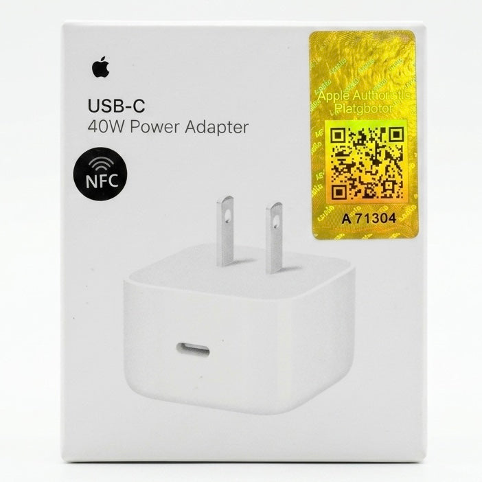 Apple 40W USB-C Fast Power Adapter – Dual Pin High-Speed Wall Charger with NFC