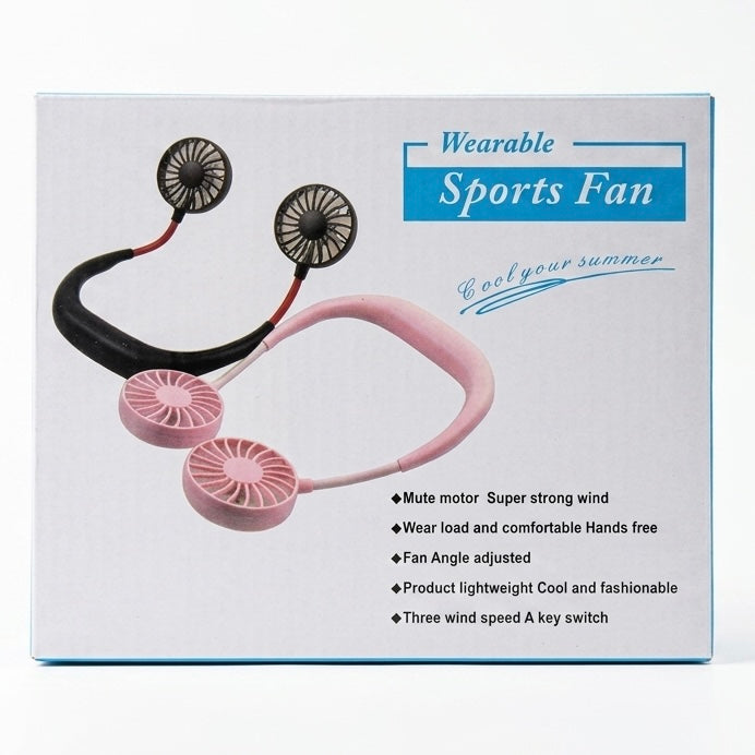 Portable Wearable Sports Neck Fan - Hands-Free, USB Rechargeable, 3 Speeds, Dual Heads, Mute Motor for Home, Office, Travel, & Outdoor