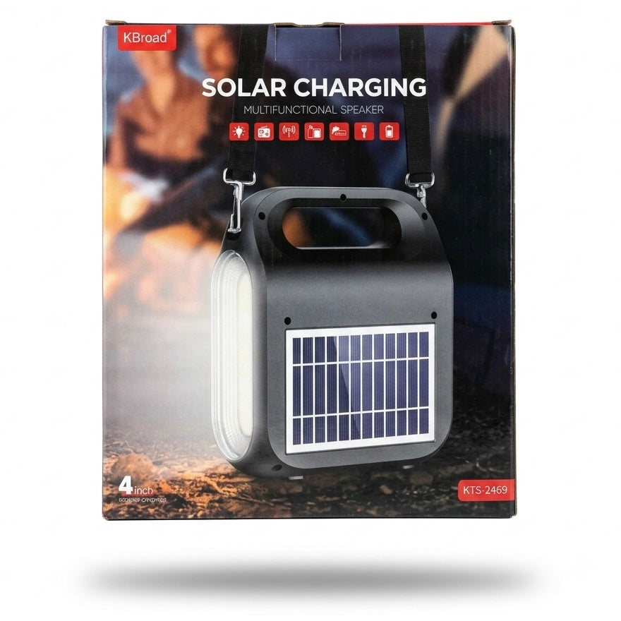 Multifunctional Solar Rechargeable Bluetooth Speaker With LED Flashlight & External Bulb