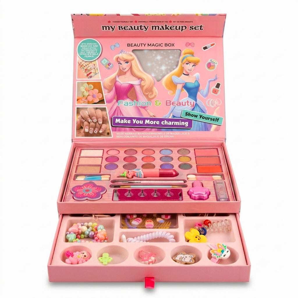 Kids Princess Beauty Makeup & Accessory Set – Complete Pretend Play Cosmetic Kit for Girls