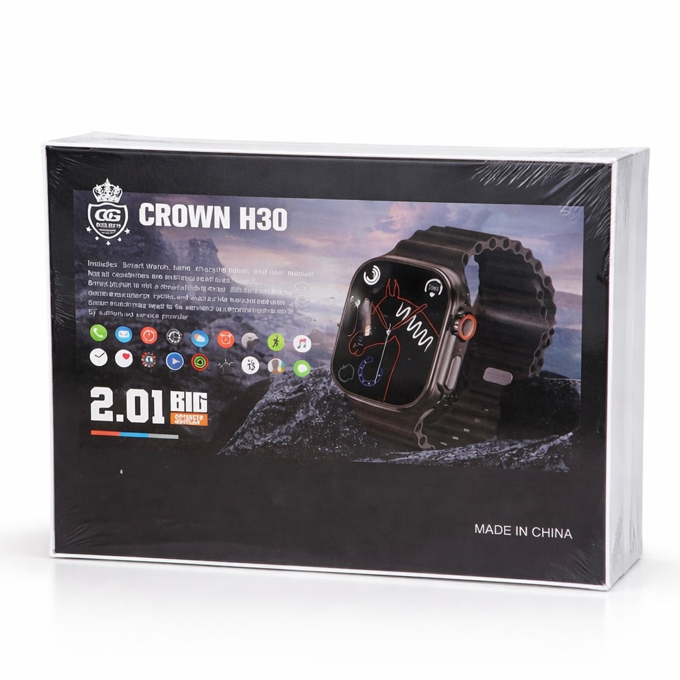 Crown H30 Ultra 2 Smart Watch – 7-in-1 Straps, Bluetooth Calling, 2.01” Big Display,