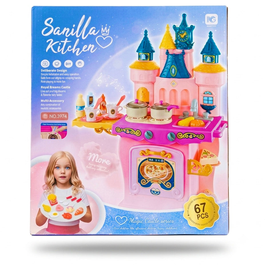 Sanilla Kitchen Magic Castle Playset for Kids (67 Pieces)