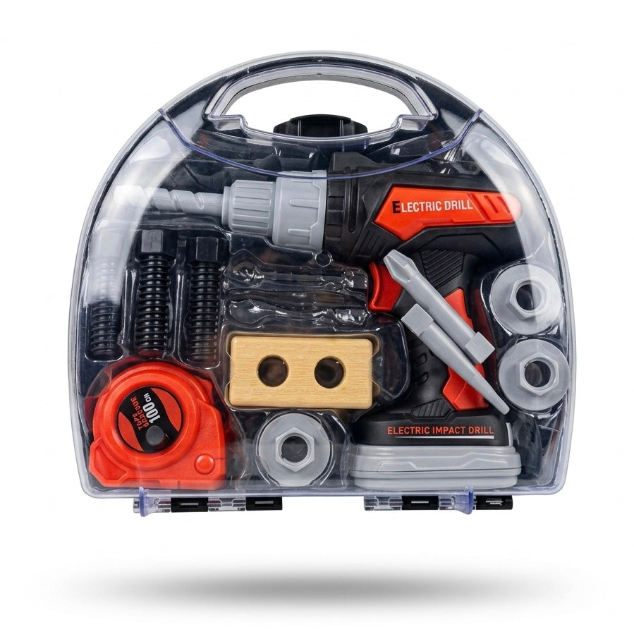 Play Electric Drill & Tool Set - Educational Construction Toy Kit with Carrying Case