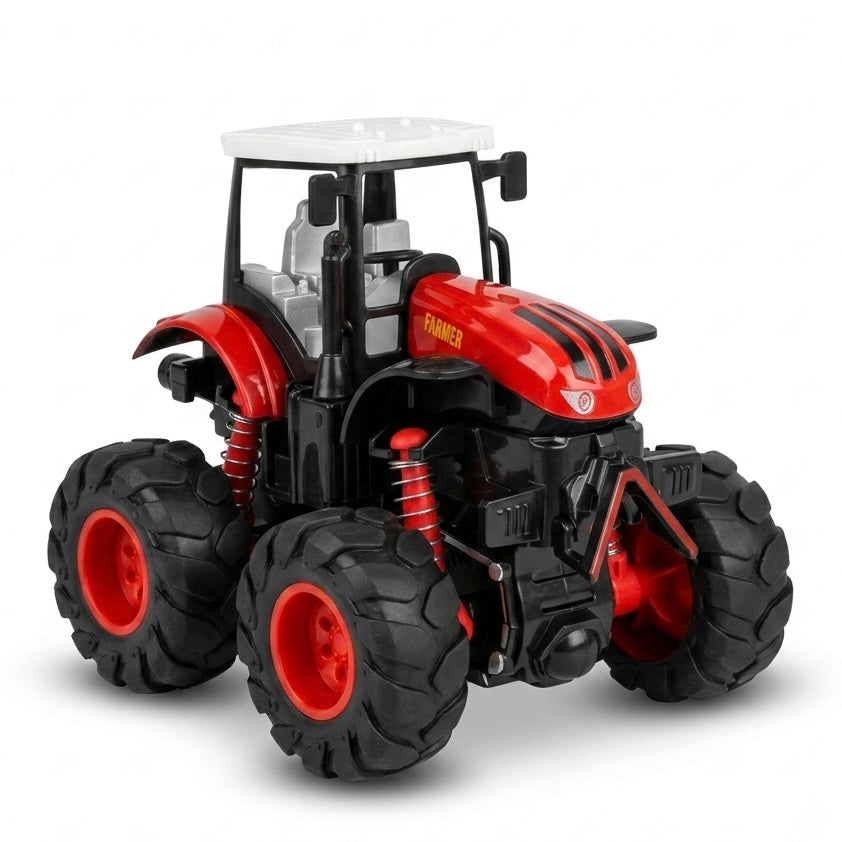 4WD Off-Road Mini Toy Tractor | Friction Powered Heavy-Duty Big Wheel Monster Tractor for Kids & Toddlers⁠