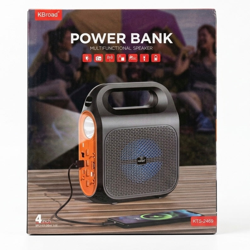 Multifunctional Solar Rechargeable Bluetooth Speaker With LED Flashlight & External Bulb