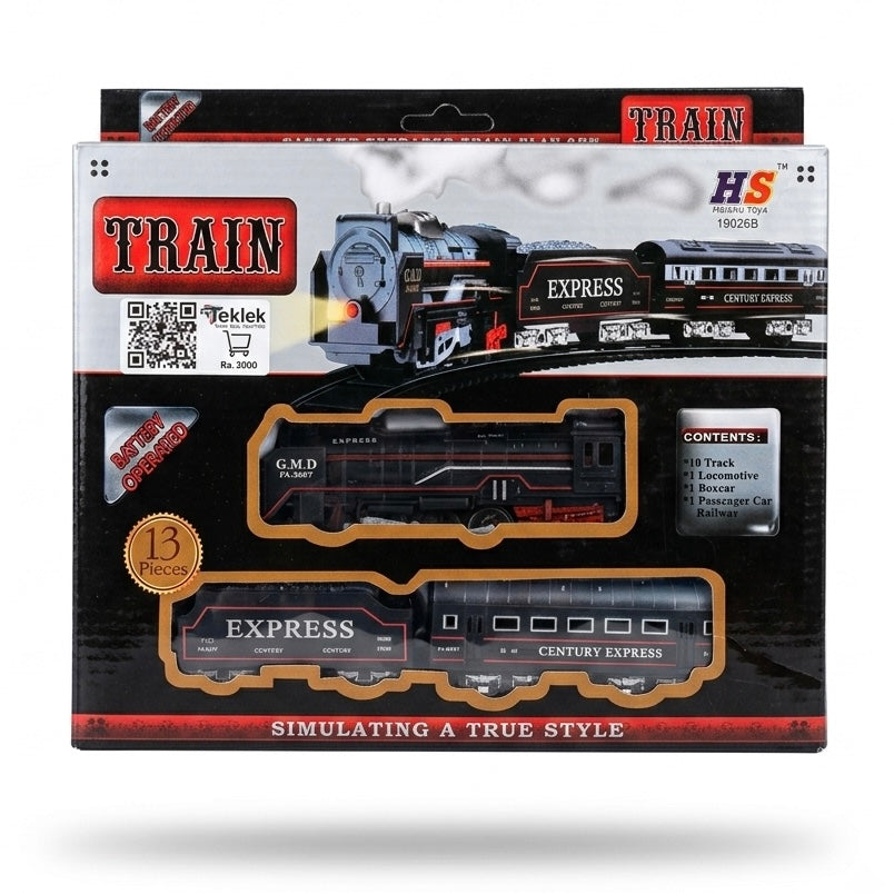 HS Express Electric Train Set with Tracks (13 Pieces) – Battery Operated Toy Train for Kids