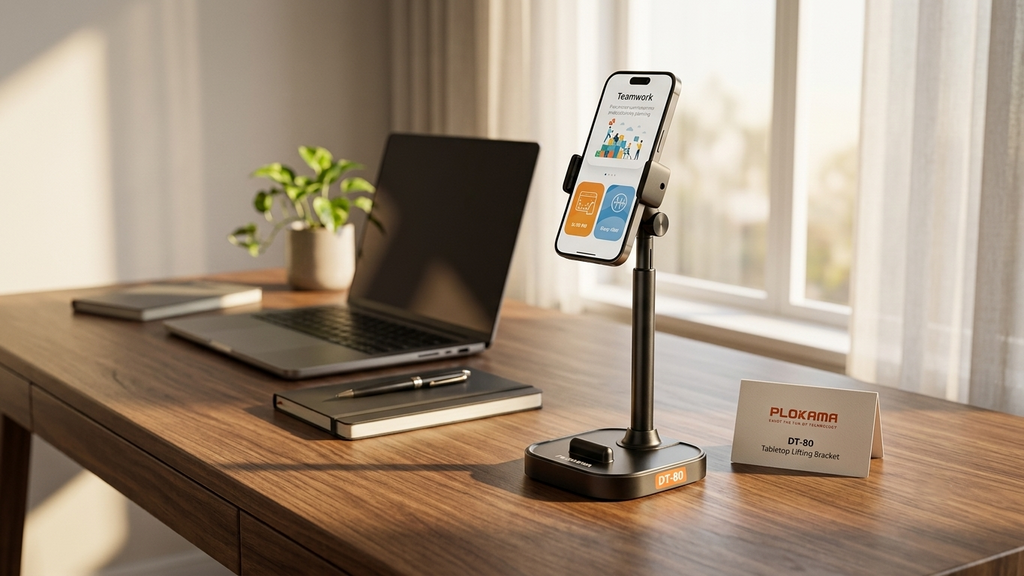 Plokama DT-80 Heavy-Duty Tabletop Lifting Bracket Height-Adjustable Phone & Stand