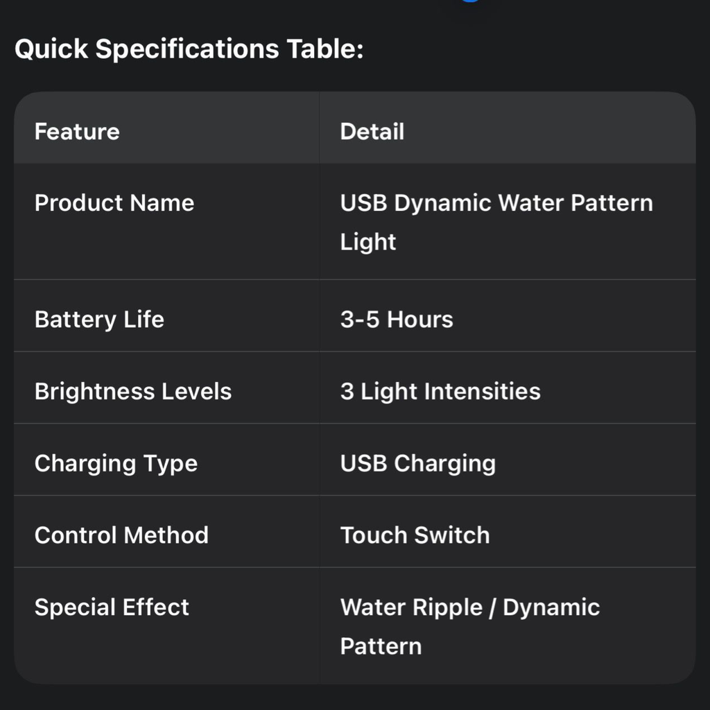 USB Dynamic Romantic Water Pattern Light