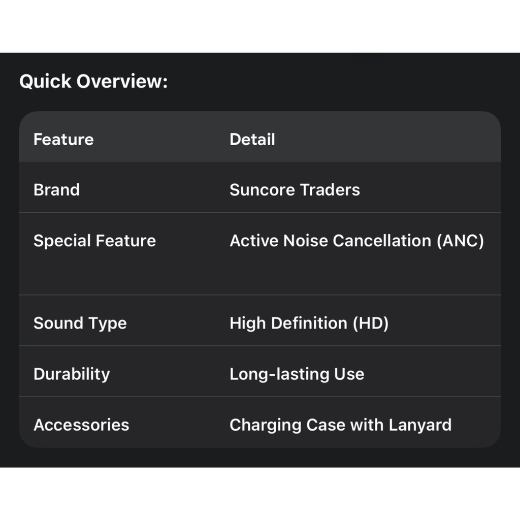 Suncore Traders Premium ANC Earbuds