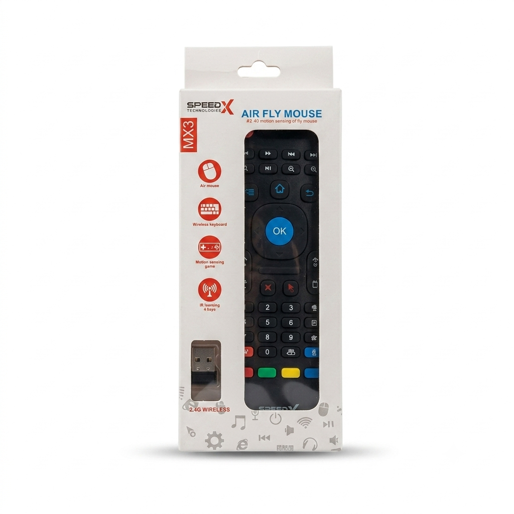 SpeedX MX3 2.4G Wireless Air Fly Mouse & Mini Keyboard with Motion Sensor & IR Learning – Black