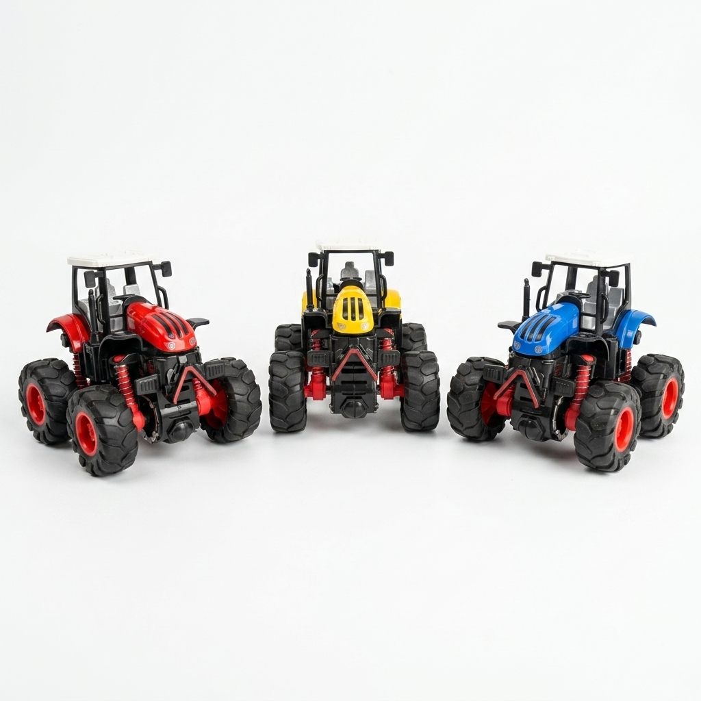 4WD Off-Road Mini Toy Tractor | Friction Powered Heavy-Duty Big Wheel Monster Tractor for Kids & Toddlers⁠
