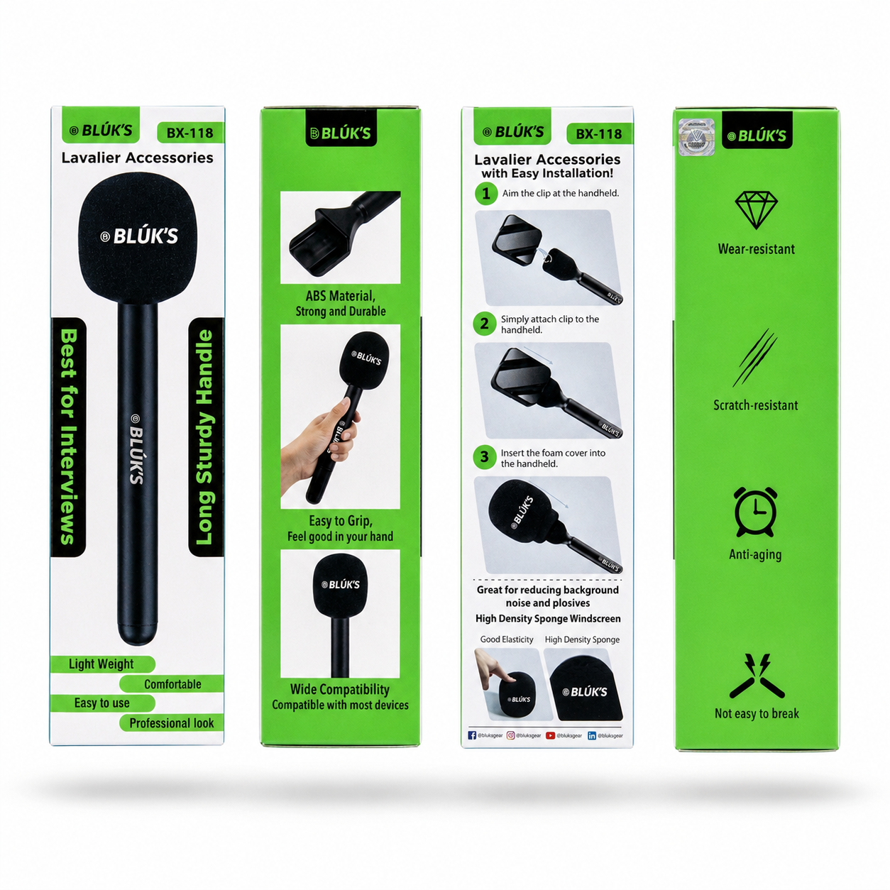 Lavalier Microphone Extension Handle with High-Density Foam Windscreen⁠