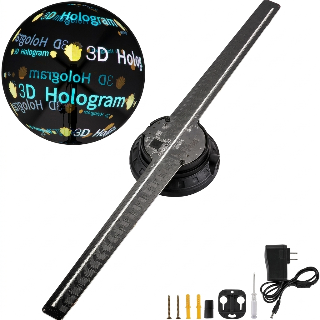 3D Hologram Fan LED Display Fan with Stand (TEKLEK)