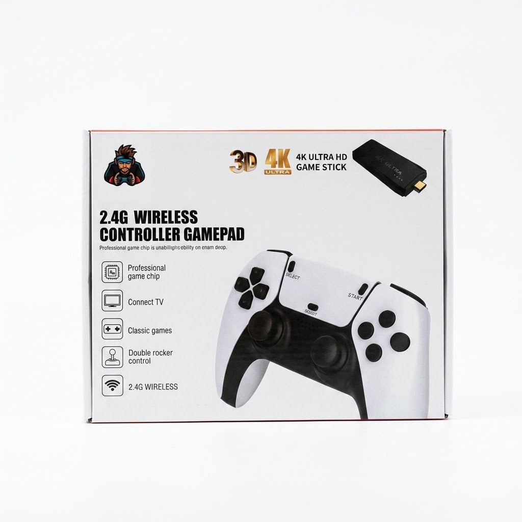 2.4G Wireless Game Stick Console - 4K Ultra HD TV Retro Gaming Stick with 2 Controllers⁠