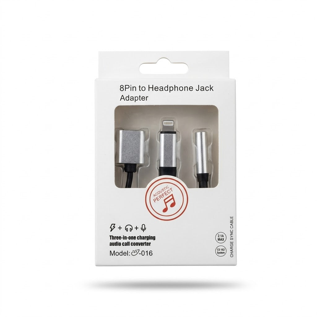 2-in-1 Type-C & 8-Pin Lightning to 3.5mm Headphone Jack Adapter | Fast Charging & Audio Converter
