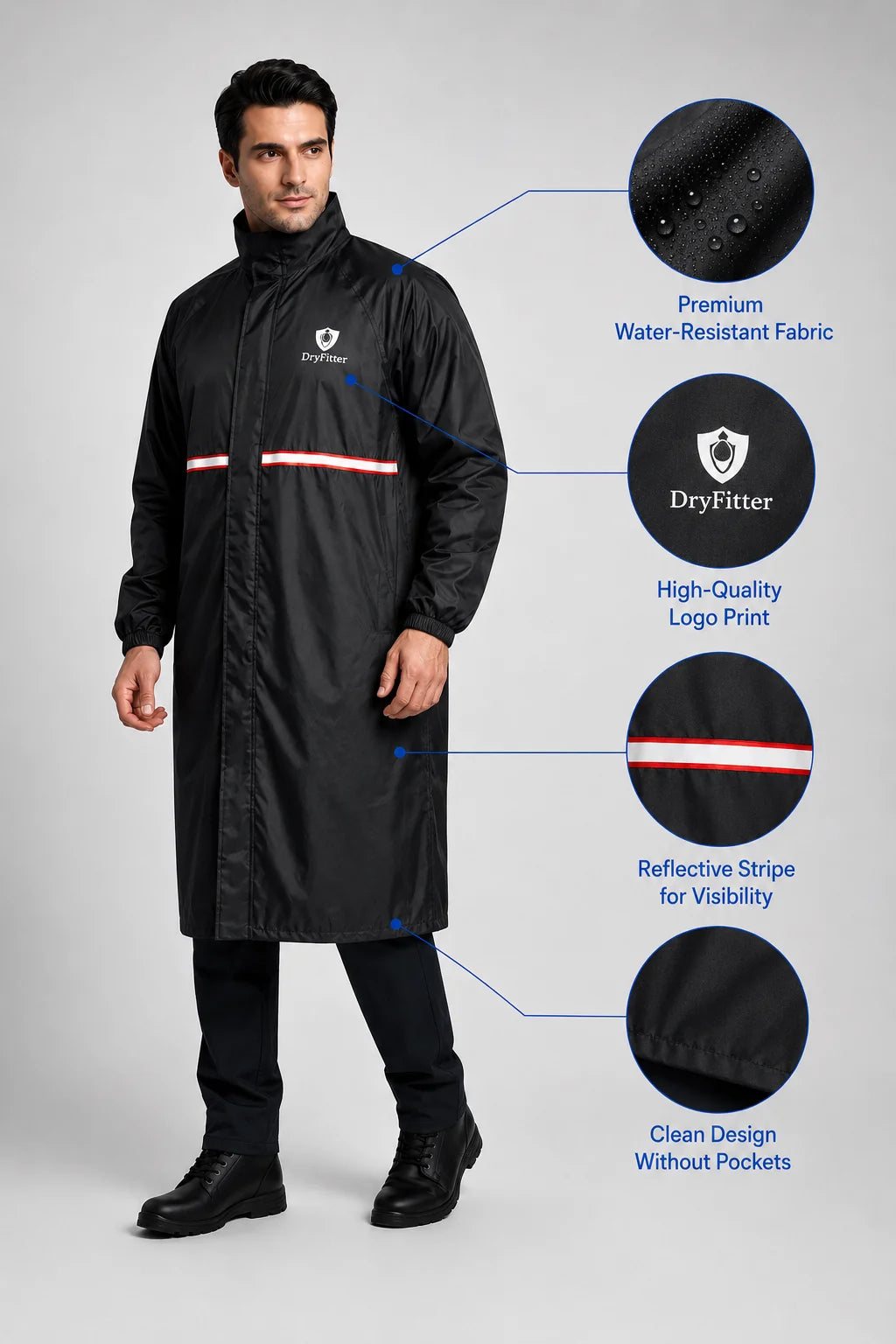 Heavy Duty Waterproof Long Rain Coat