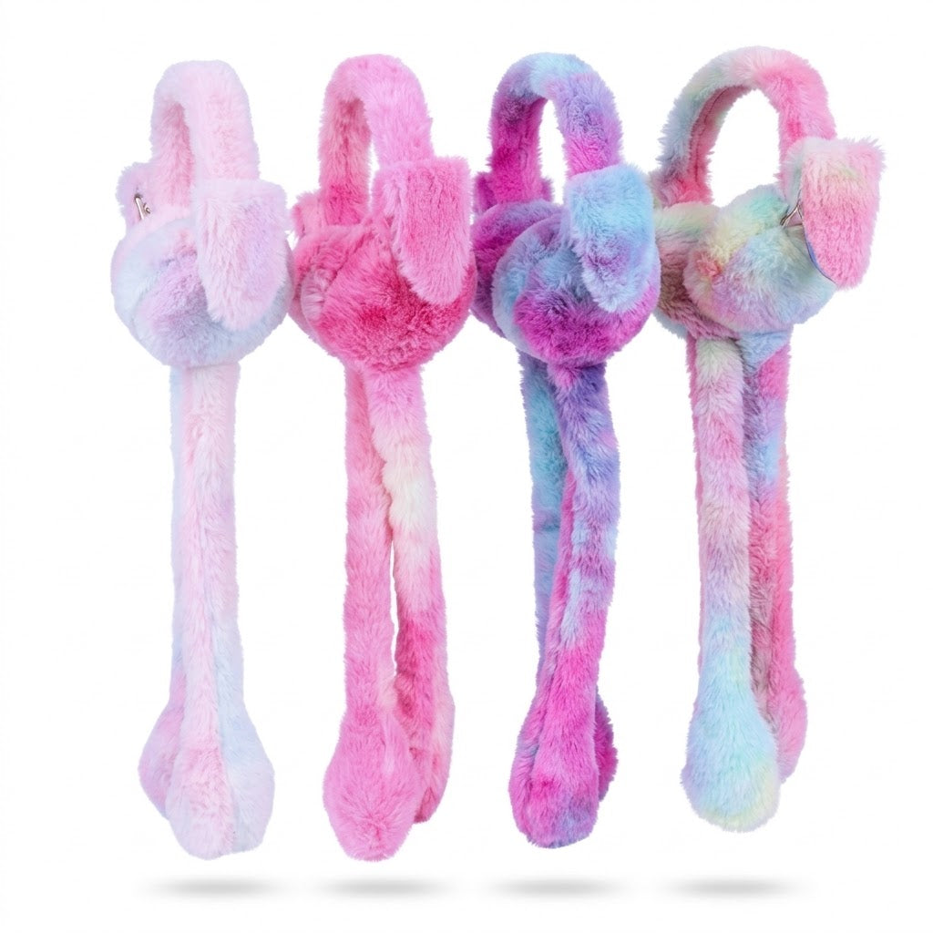 Cute Plush Moving Bunny Ears Earmuffs for Girls & Kids-Multi Colors