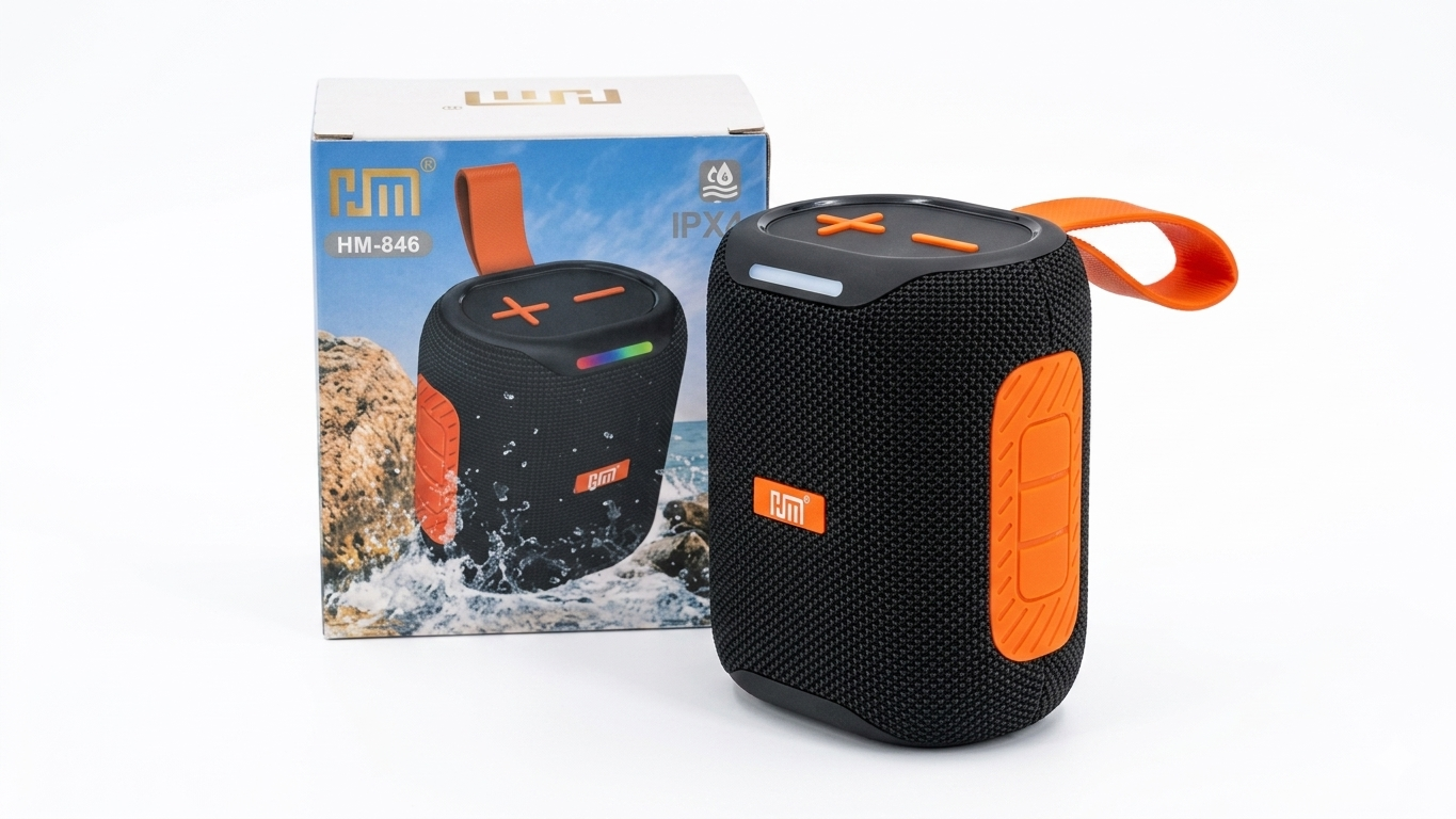 HM-846 Waterproof Portable Bluetooth Speaker – IPX4 Splashproof Outdoor Wireless Speaker with RGB Light