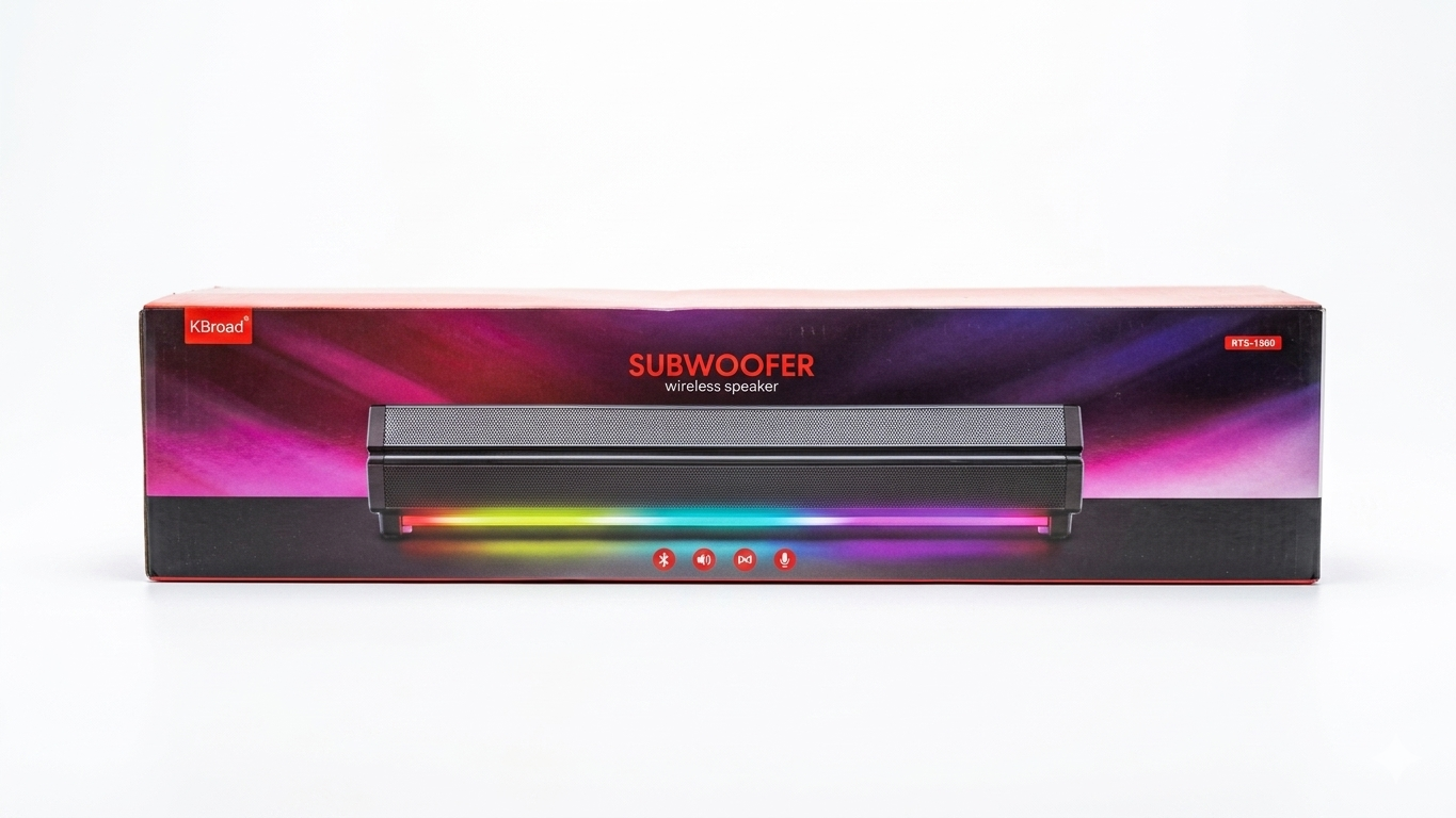 KBroad RGB Wireless Soundbar – High-Bass Bluetooth Subwoofer Speaker