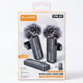 Plokama VM-20 Wireless Lavalier Microphone - 2.4G Dual Mic System for Vlogging,