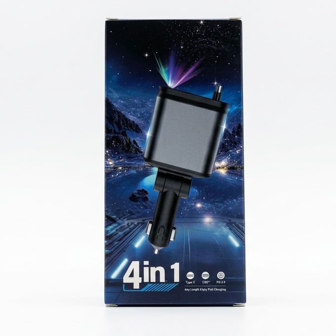 4-in-1 Retractable Fast Car Charger for Cars