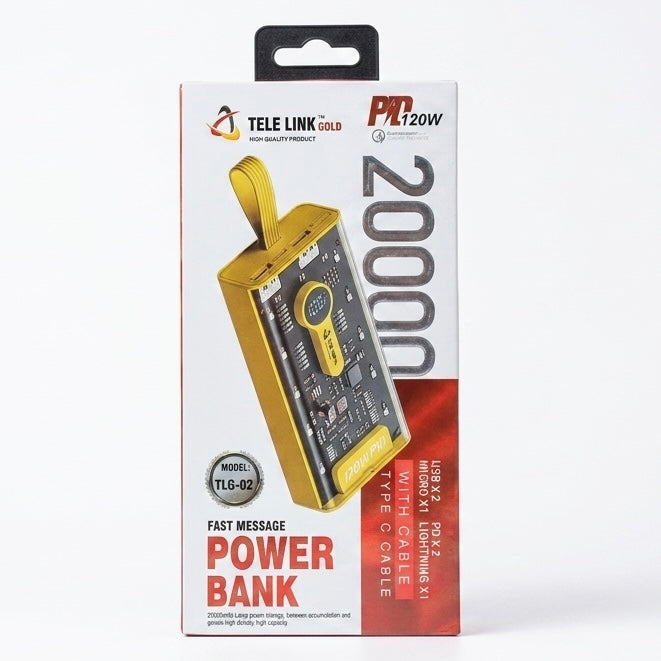 Transparent Tele Link Power Bank 20000mah
