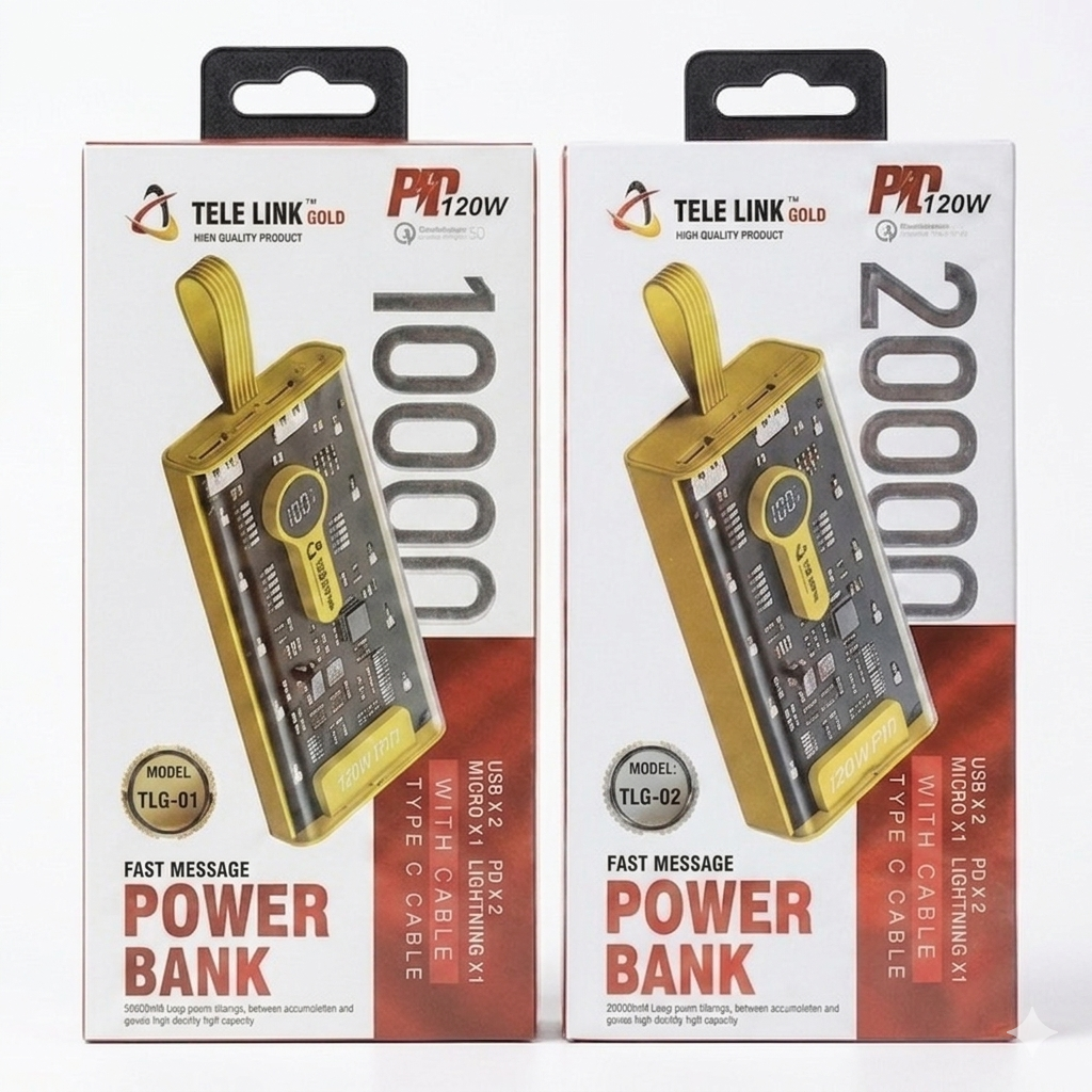 Transparent Tele Link Power Bank 20000mah