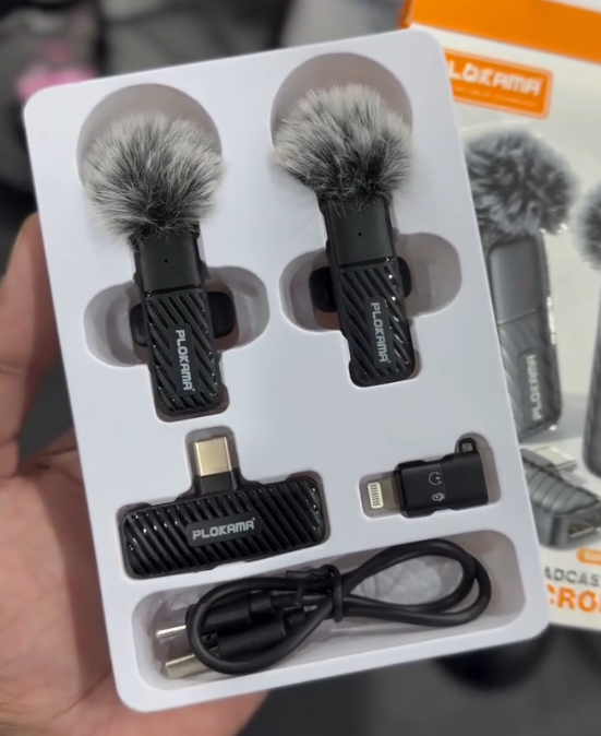 Plokama VM-20 Wireless Lavalier Microphone - 2.4G Dual Mic System for Vlogging,